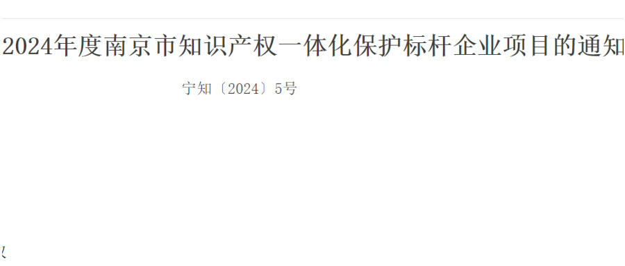 4月15日申報(bào)截止！南京市知識(shí)產(chǎn)權(quán)一體化保護(hù)標(biāo)桿企業(yè)項(xiàng)目啟動(dòng)